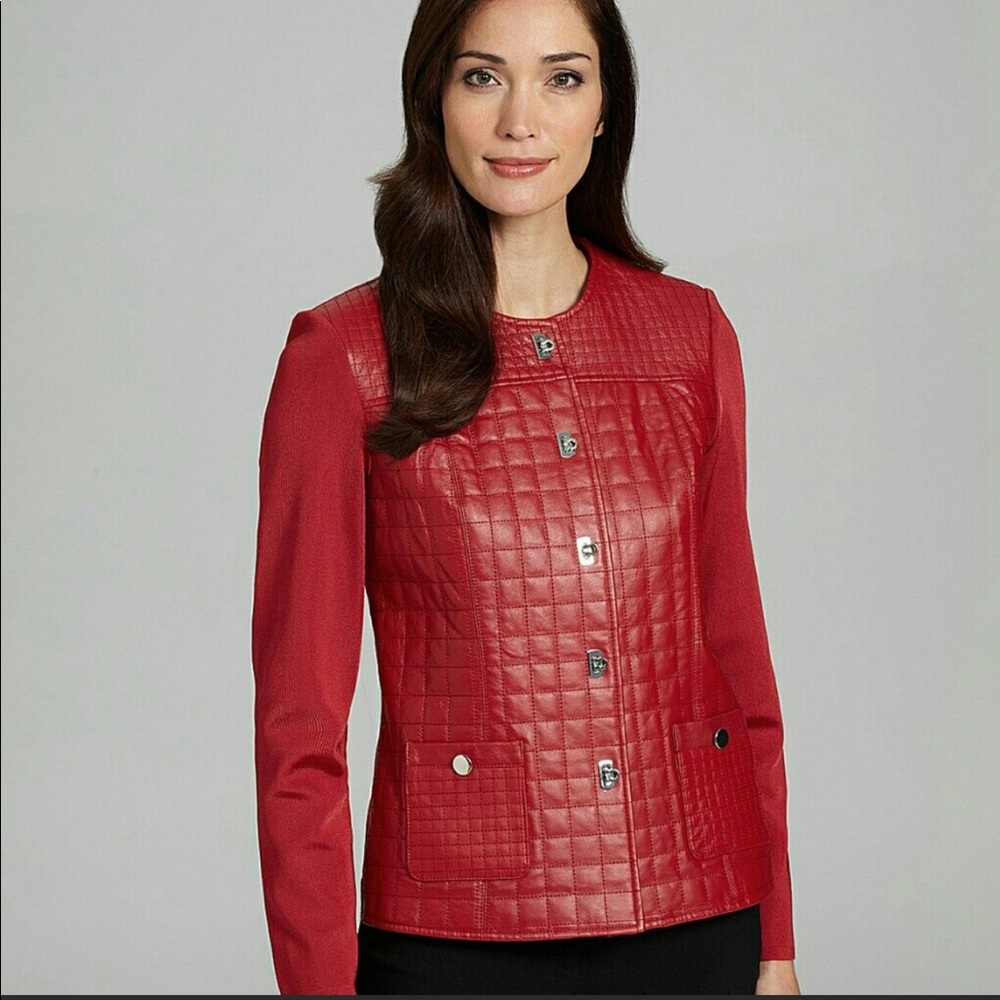 Peter Nygard Quilted Leather Jacket SZ M